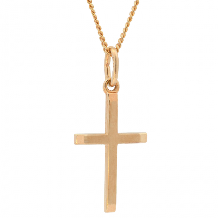 Anhänger Kreuz mit massiver Goldkette 1,1 mm 333-8 Karat Gold
