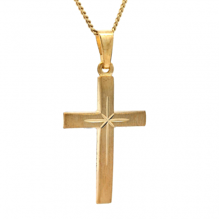 Anhänger Kreuz mit massiver Goldkette 1,1 mm 333-8 Karat Gold