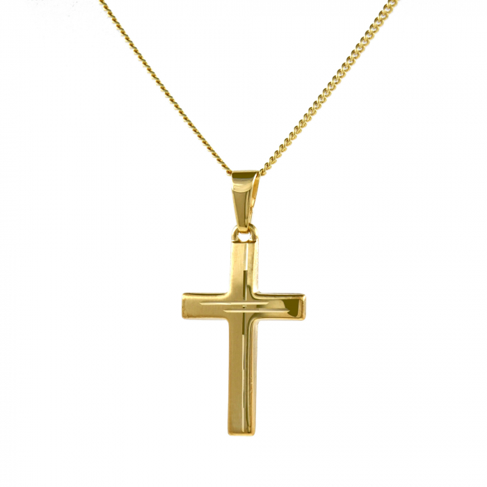 Anhänger Kreuz mit massiver Goldkette 1,1 mm 333-8 Karat Gold