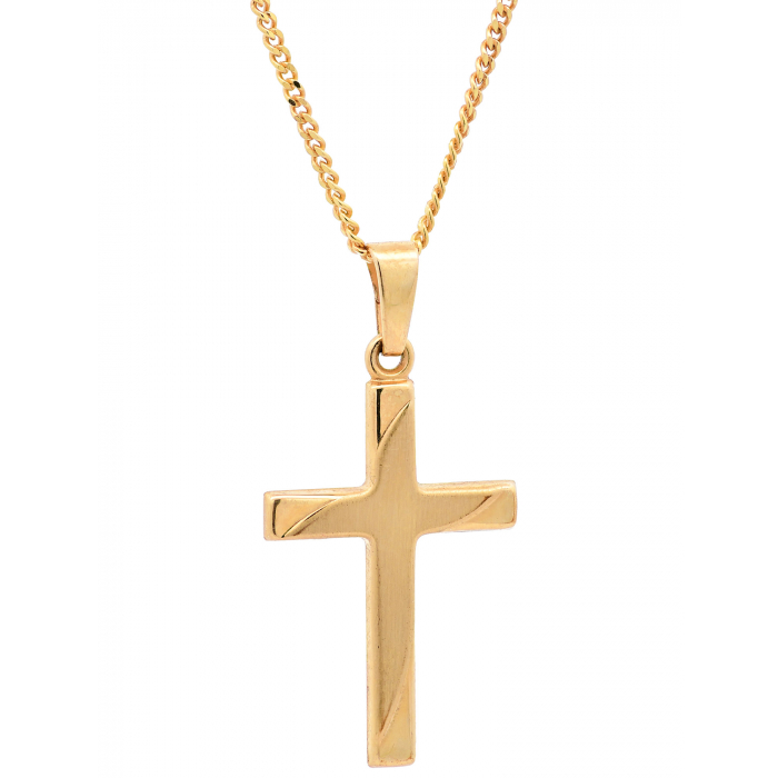 Gold Anhänger Kreuz  mit Goldkette massiv 333 - 8 Karat Gold