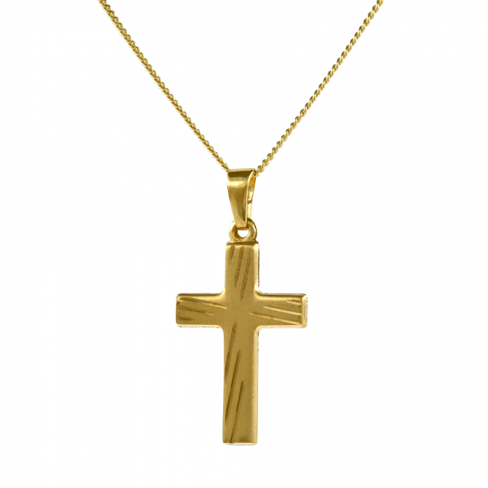 Anhänger Kreuz mit massiver Goldkette 1,1 mm 333-8 Karat Gold