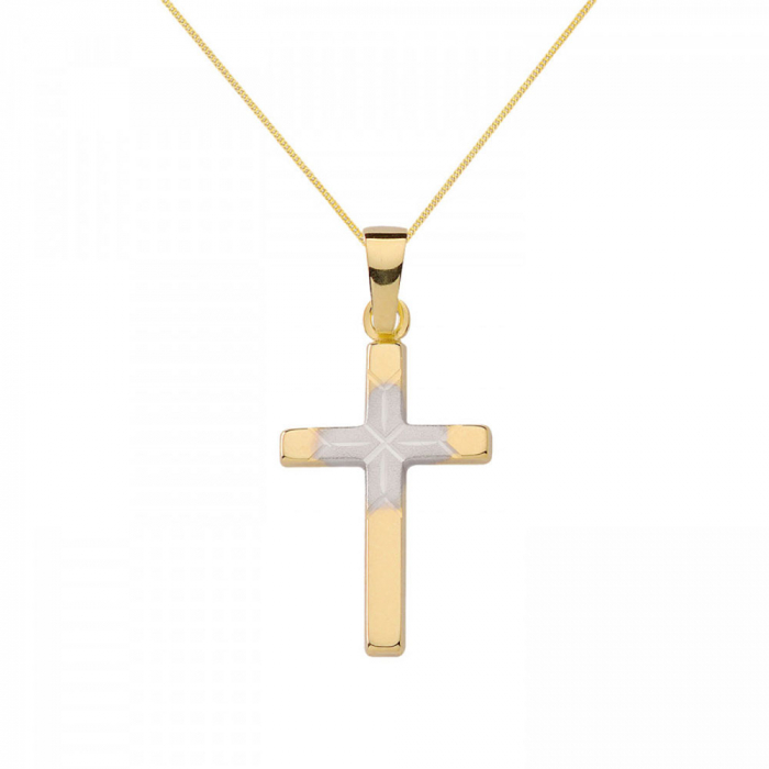 Anhänger Kreuz mit massiver Goldkette 1,1 mm 333-8 Karat Gold