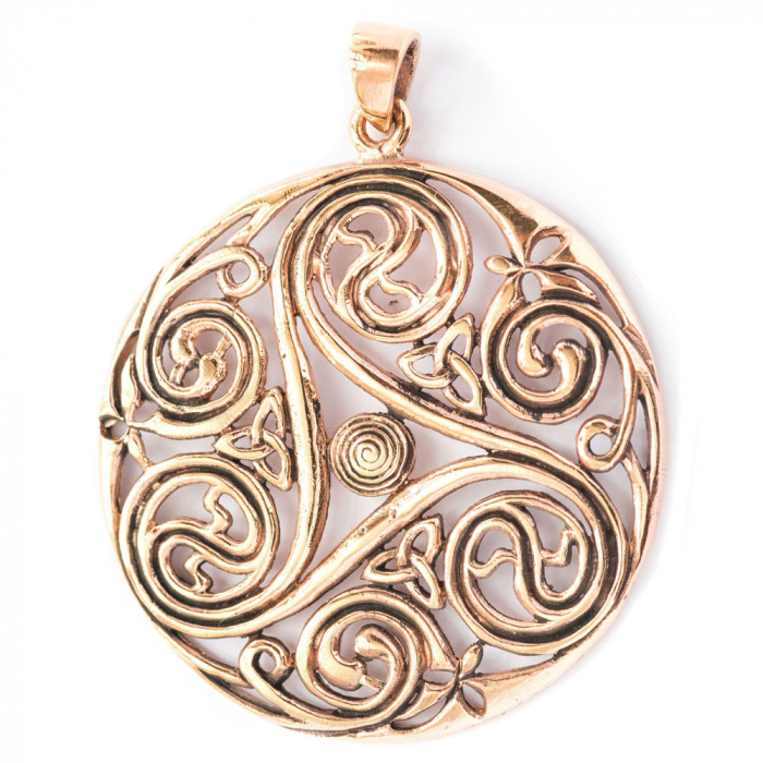 Triskelanhänger Danu Bronze Schmuck - Keltische Knoten , Pferd - 60x49mm