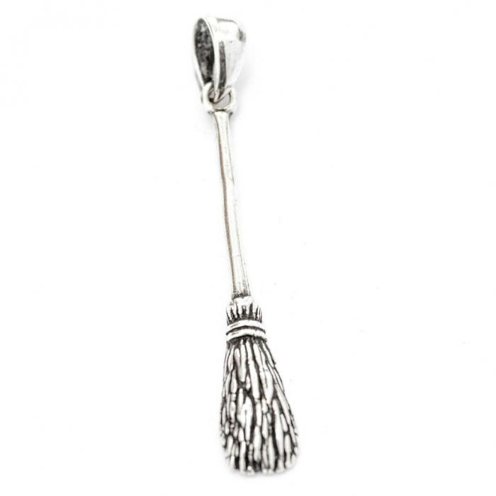 Flugbesen Hexenbesen Anhänger Schmuck 925er Silber 6x38mm