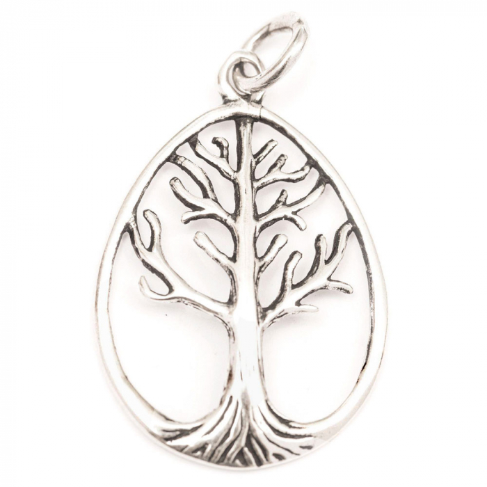 Weltenbaum groß Schmuck Anhänger 925er Silber - Lebensbaum - 40x23mm