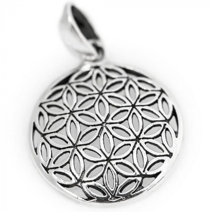 Silberanhänger Die Blume des Lebens klein  Anhänger 925 Silber Flower of Life - Blume des Lebens - 25x17mm