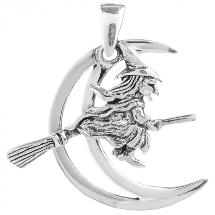 Anhänger Die kleine Hexe Silber Schmuck 925er Silber - Hexen - 31x27mm