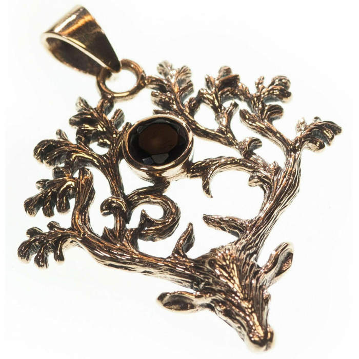 Bronzeanhänger Hirsch Anhänger schwarzer Zirkonia Bronze Schmuck