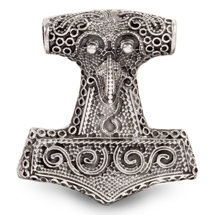 Thors Hammer beidseitig Schmuck Anhänger 925er Silber - Thorhammer - 41x38mm