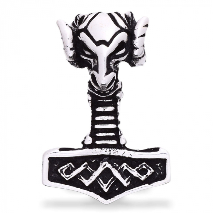 Widderhammer Schmuck Anhänger 925er Silber - Thorhammer - 38x22mm