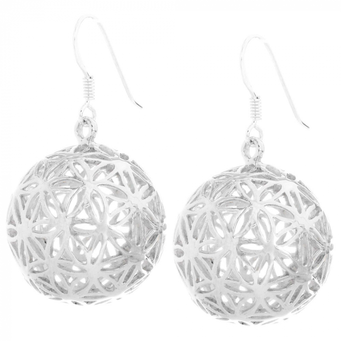 Zauberkugel Ohrringe Die Blume des Lebens Schmuck 925er Silber - Blume des Lebens - 40x22mm