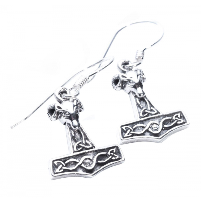 Ohrhänger Ohrringe Widder Hammer Thorhammer Wikinger Viking Schmuck 925er Silber