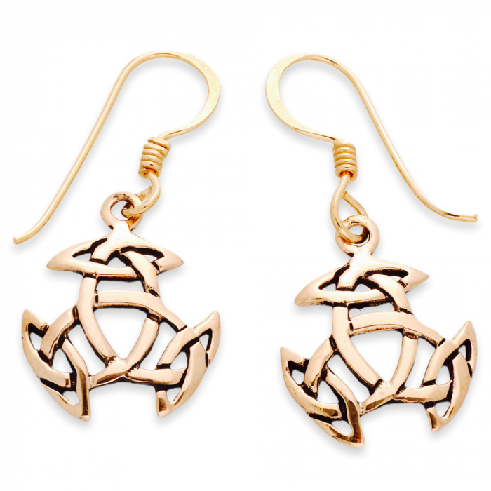 Ohrhänger, Ohrringe Offene Dreifalt Bronze Keltischer Ohrschmuck