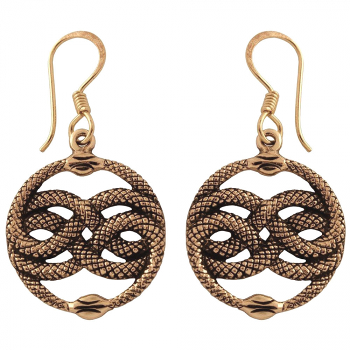 Bronze Ohrhänger, Ohrringe Zwei Schlangen Knoten Aurin Auryn