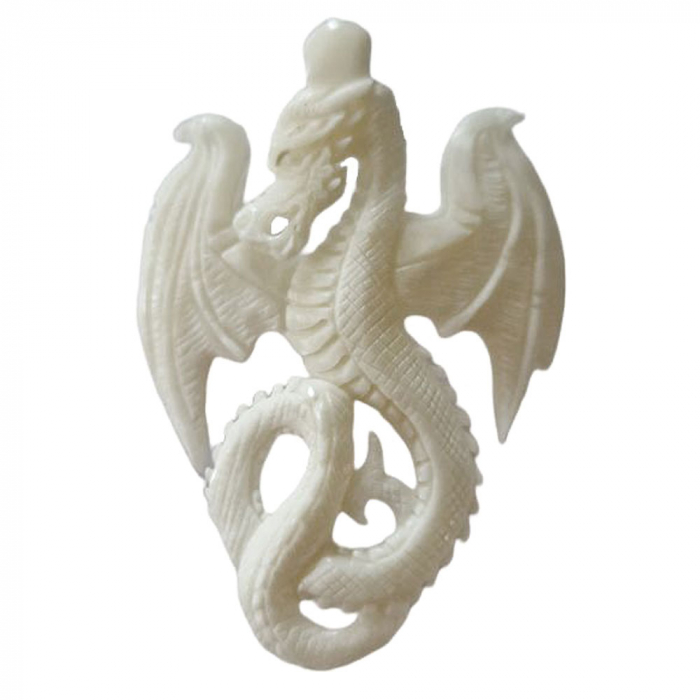 Knochen Drachen Anhänger Schmuck -  Handarbeit - 49x38mm