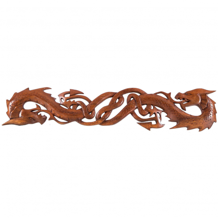 Wandschmuck 2 Drachen Wandbild Zwei Drachen Celtic Holz Handarbeit geschnitzt
