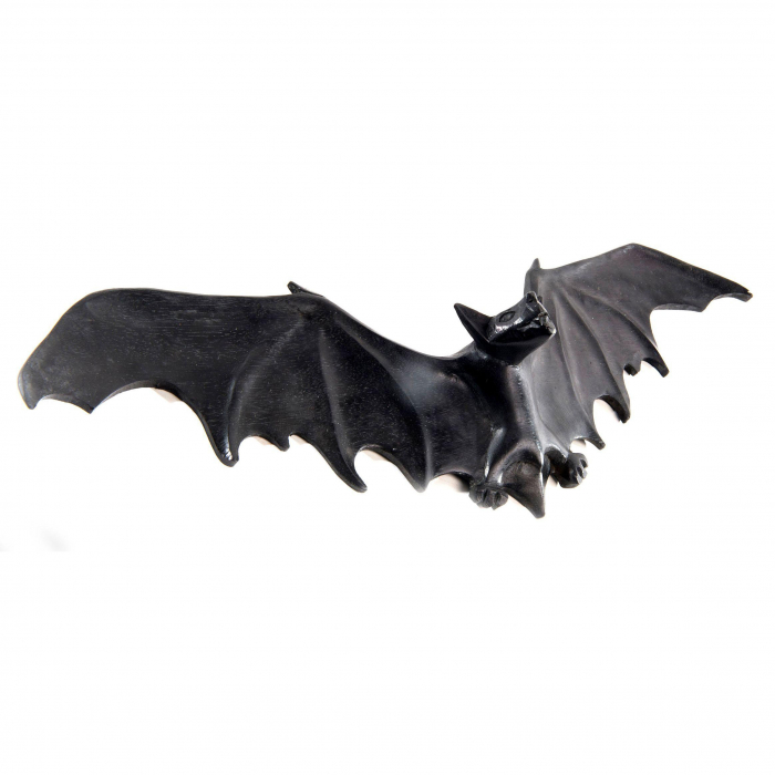 schwarze Fledermaus Wandschmuck Deko handmade geschnitztes Ornament Holzbild
