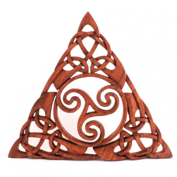 Wandbild Keltische Triskele geschnitztes Ornament Holzbild Wanddeko Holz