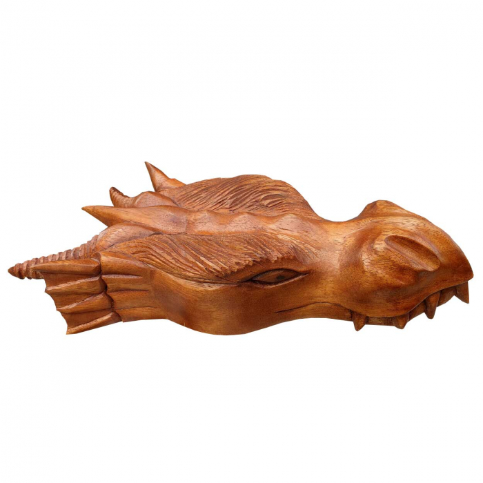 Drache Kopf Dragon mächtig handgearbeitet Wandbild aus Holz Fantasy Handarbeit