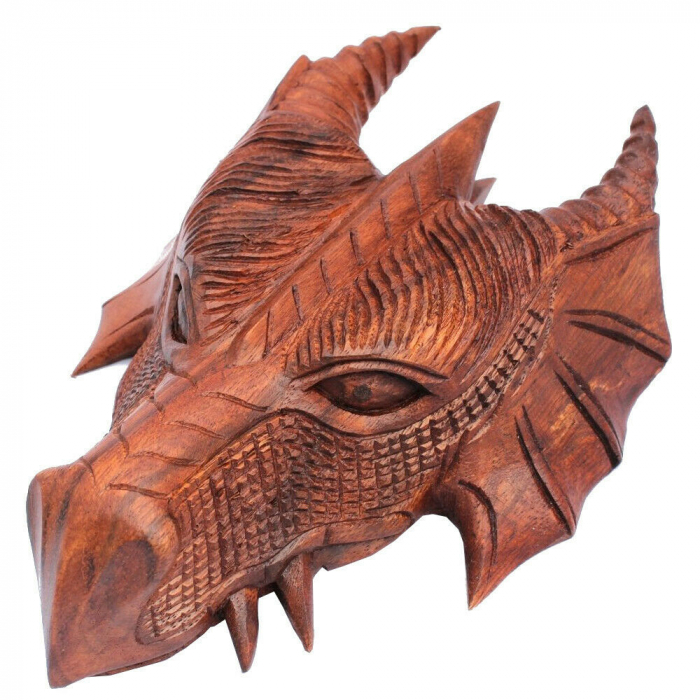 Schutzdrache klein aus Holz Wandschmuck Wand Deko Drache geschnitztes Ornament
