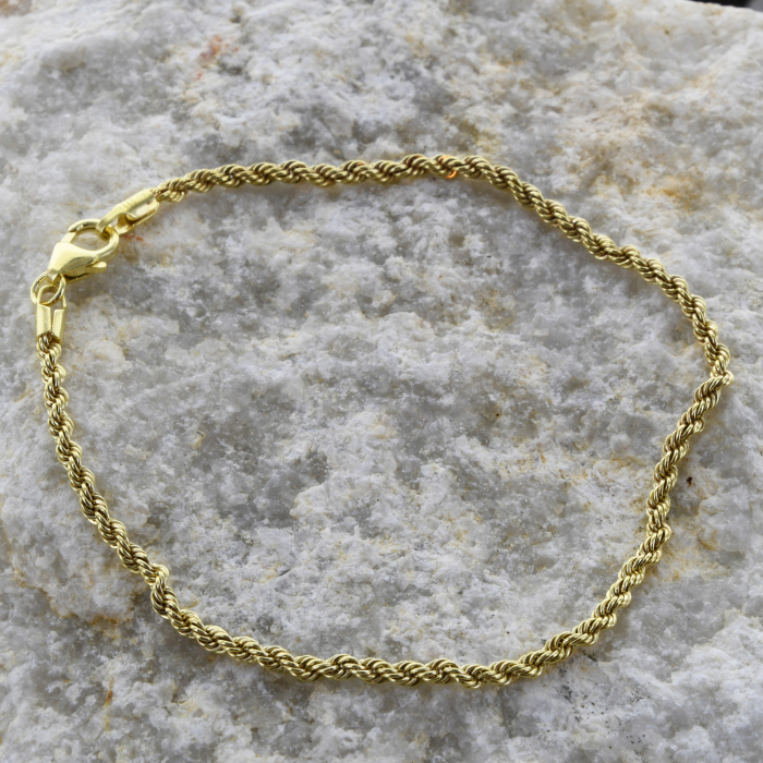 Goldkette Kordelkette Länge 19cm - Breite 2,7mm - 585-14 Karat Gold