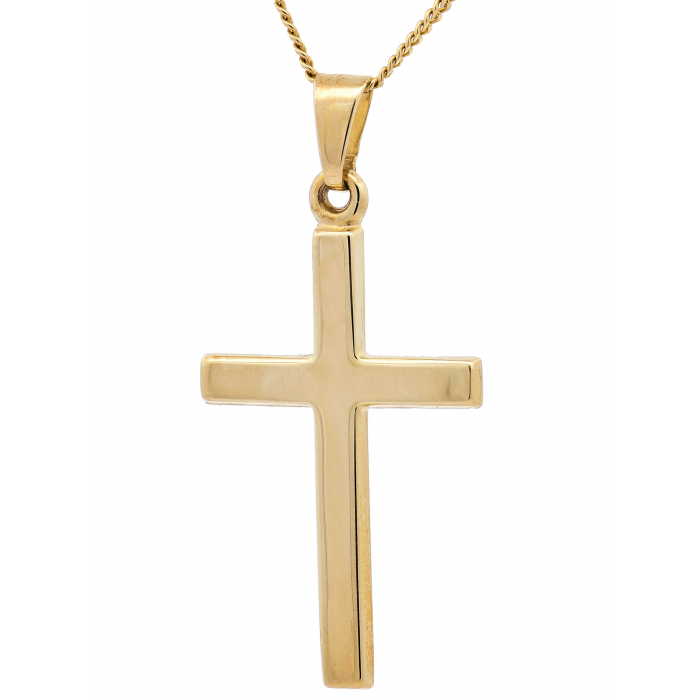 Gold Anhänger Kreuz mit Goldkette massiv 585 - 14 Karat Gold