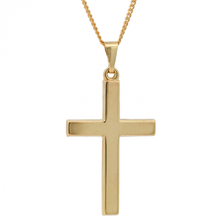 Anhänger Kreuz 585 Gold mit massiver Goldkette 1,1 mm
