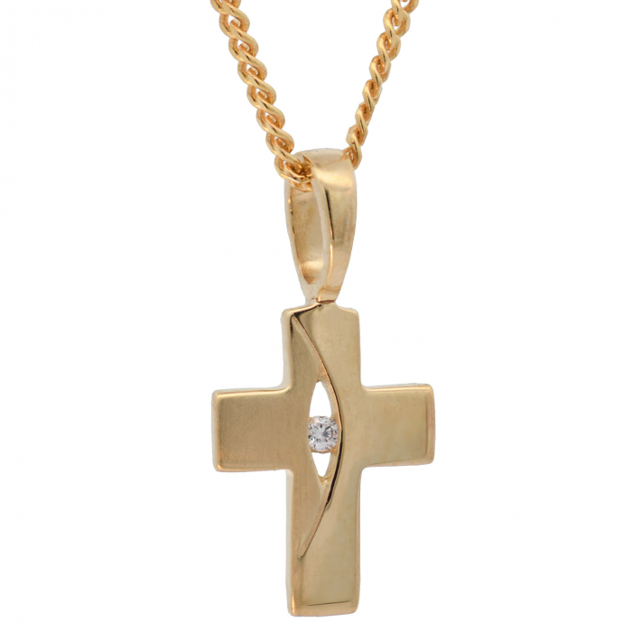 Anhänger Kreuz mit massiver Goldkette 1,1 mm 333-8 Karat Gold