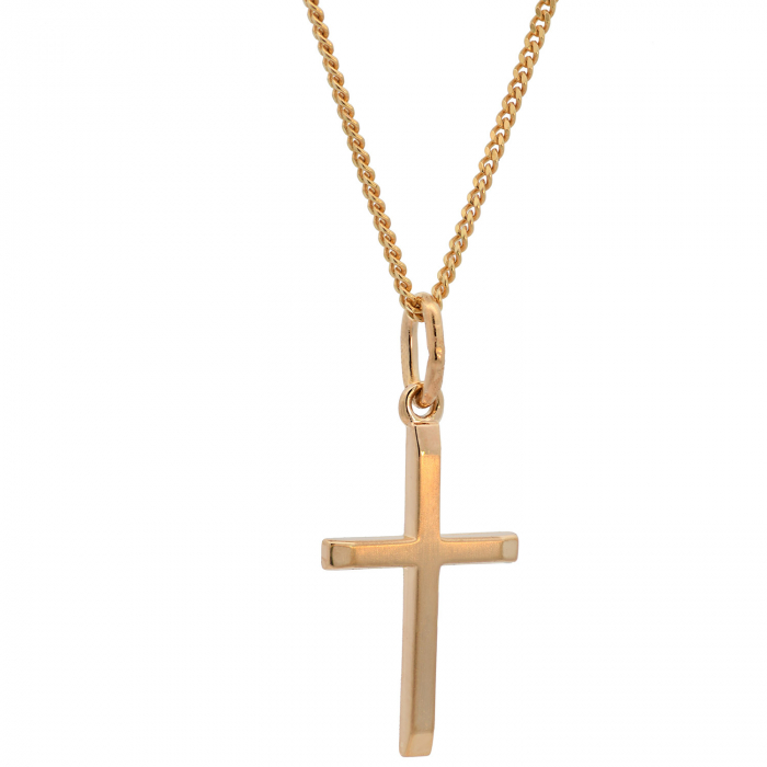 Anhänger Kreuz 585 Gold mit massiver Goldkette 1,1 mm