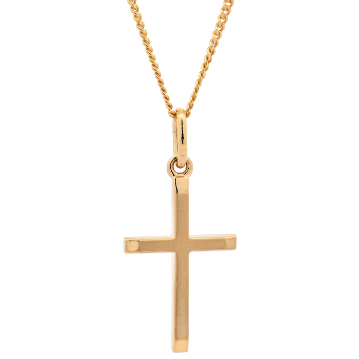 Gold Anhänger Kreuz mit Goldkette massiv 585 - 14 Karat Gold