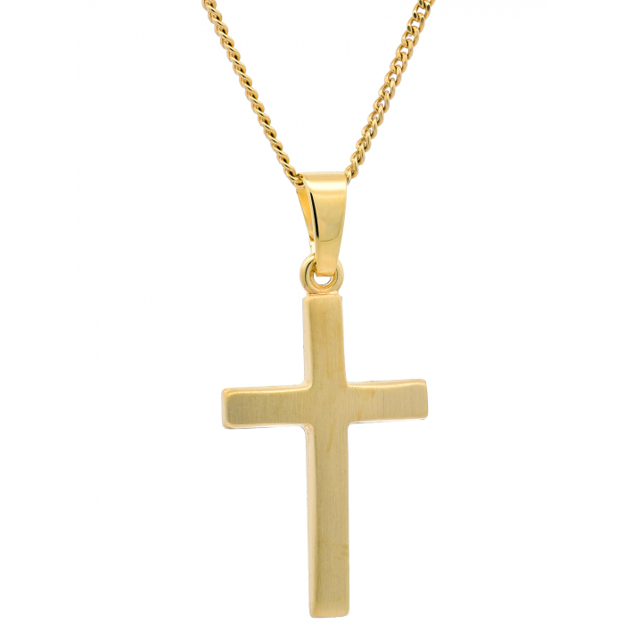 Gold Anhänger Kreuz mit Goldkette massiv 585 - 14 Karat Gold