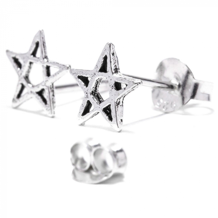 Ohrstecker Pentagramm klein 925er Silber Schmuck