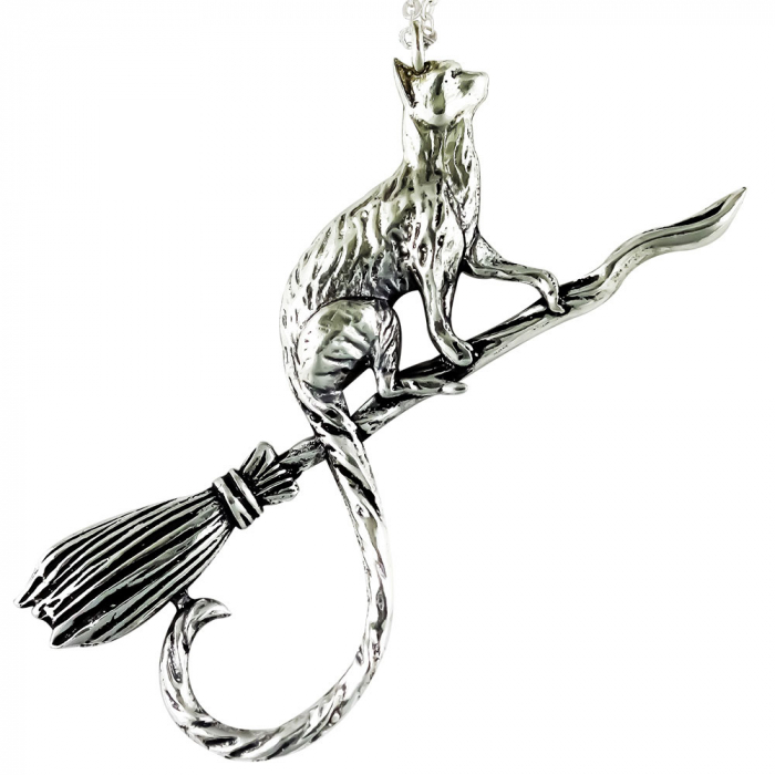 Sabbat-Katze Schmuck Anhänger Magische Tiere Hexen Magier 3 x 6 cm + Kette