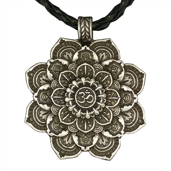 Lotus Blume Ornament Indian Mandala Om ZeichenYoga Zinn mit Band