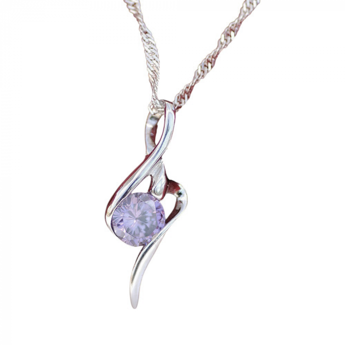 Edler Anhänger Zirkonia Crystal mit Singapurkette 925 Silber mit Singa