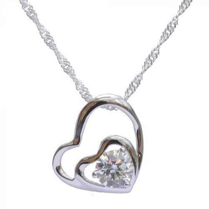 Anhänger Herz Zirkonia Crystal mit Singapurkette 925 Silber