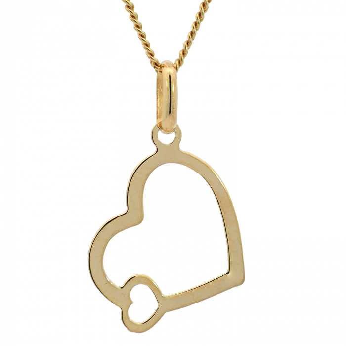 Gold Anhänger Herz mit Kette massiv 333 - 8 Karat Gold