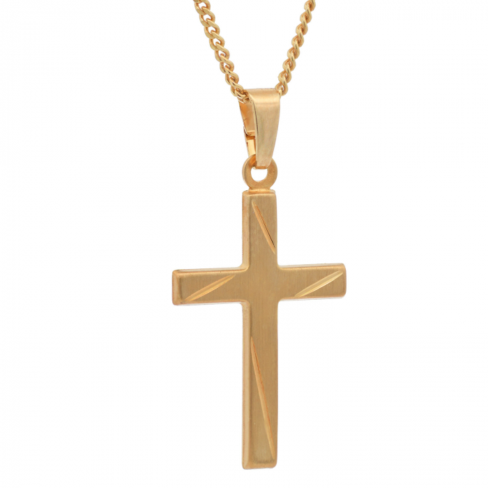 Anhänger Kreuz mit massiver Goldkette 1,1 mm 333-8 Karat Gold