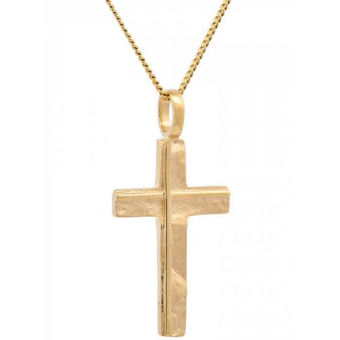 Gold Anhänger Kreuz mit Goldkette massiv 585 - 14 Karat Gold