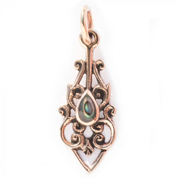 Schmuck-Anhänger Amulett Abalonemuschel Irismuschel Bronze 2,5 cm