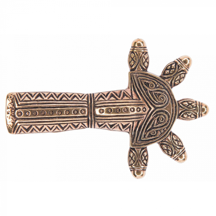 Große Germanen Fibel 8 cm Mittelalter-Schmuck Bronze Brosche