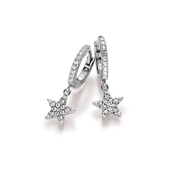 Creolen mit Sternen aus Silber mit Zirkonia