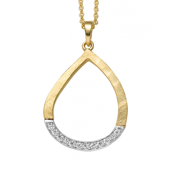 Anhänger aus rhodiniertem Gold mit Zirkonia 333 - 8 kt Gelbgold