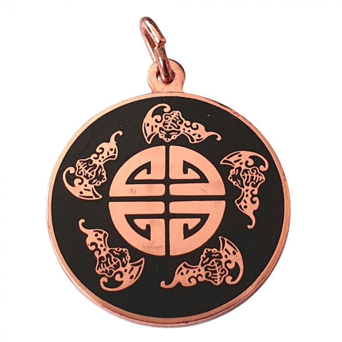 Symbol der fünf Segen Amulett Red Moon Talisman: 25 mm
