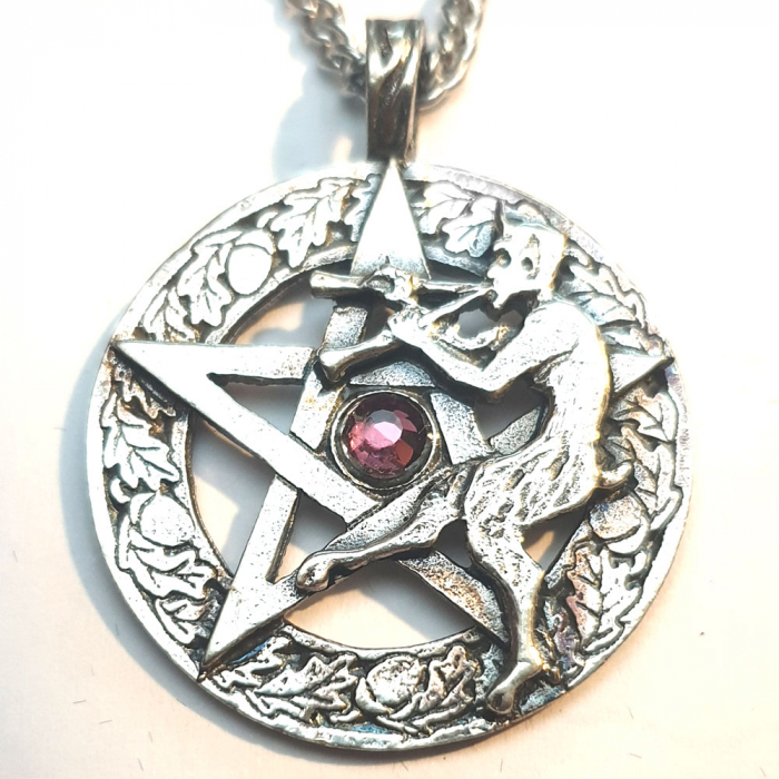 Pan Mit Pentagramm groß Amulett  Thor Schutzsymbol 925er Silber Talisman: 34 mm
