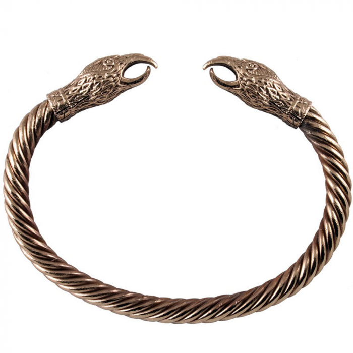 Armreif Wikinger Raben-Köpfe Bronze Armspange groß