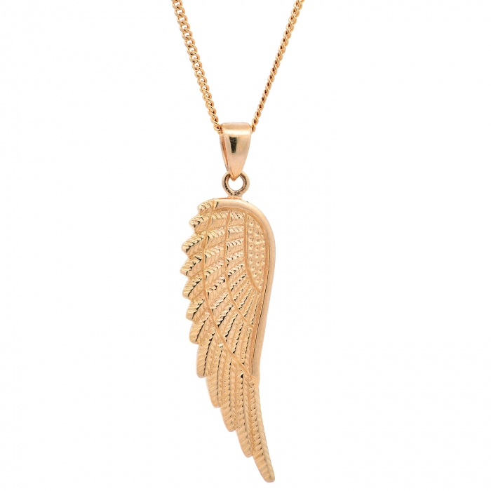 Anhänger Flügel 585 Gold mit massiver Goldkette 1,1 mm