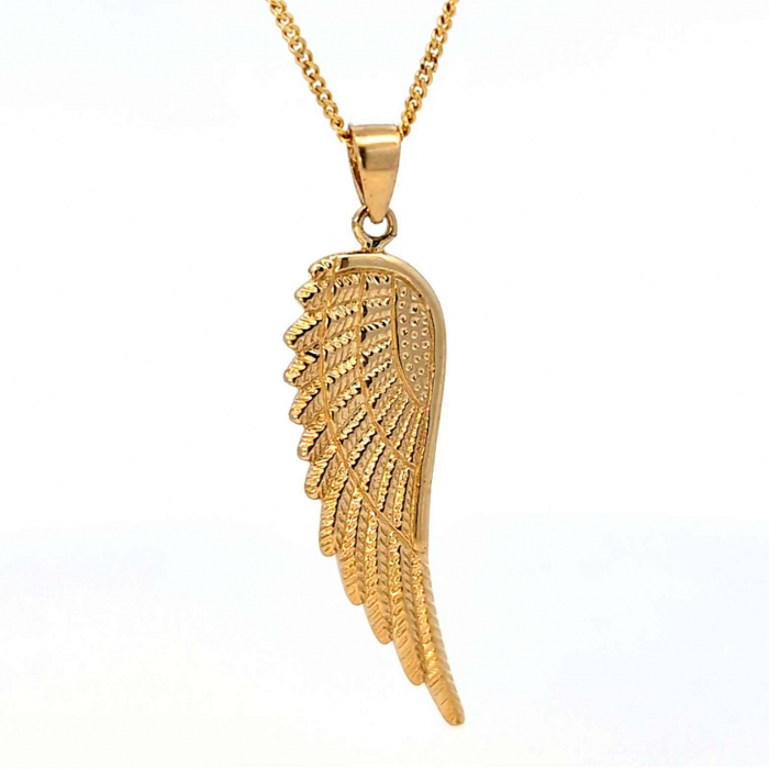 Anhänger Flügel 585 Gold mit massiver Goldkette 1,1 mm