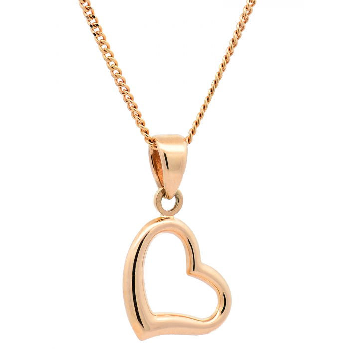 Halskette Anhänger Herzchen mit 1,1 mm Goldkette 585-14 Karat Gold