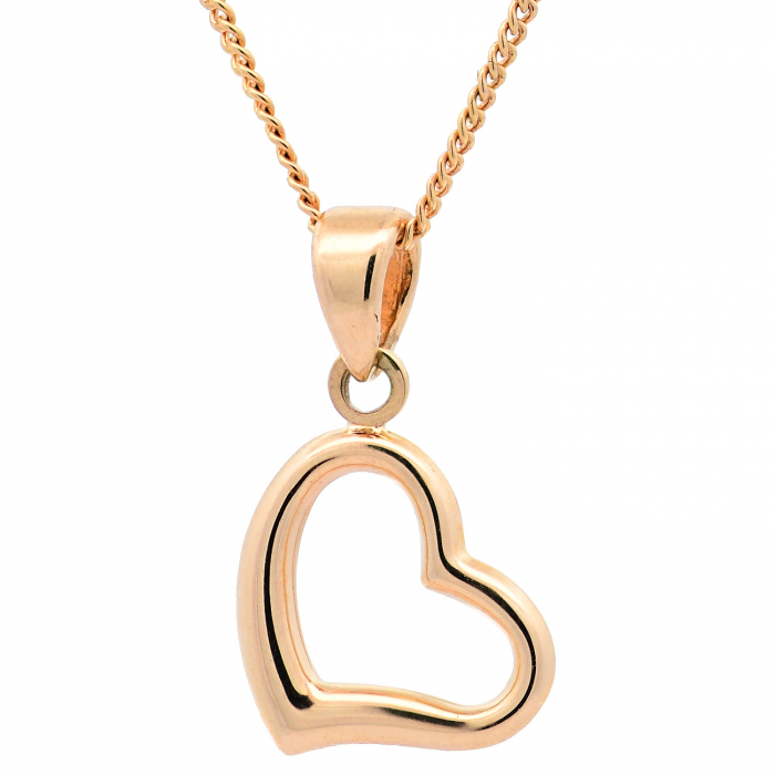 Halskette Anhänger Herzchen mit 1,1 mm Goldkette 585-14 Karat Gold